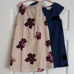 New Zara Girls Cream & Navy Floral Sleeveless Dresses